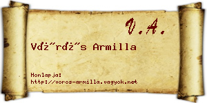 Vörös Armilla névjegykártya